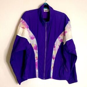 Vintage 1980s Reebok zip up windbreaker jacket purple print large women’s